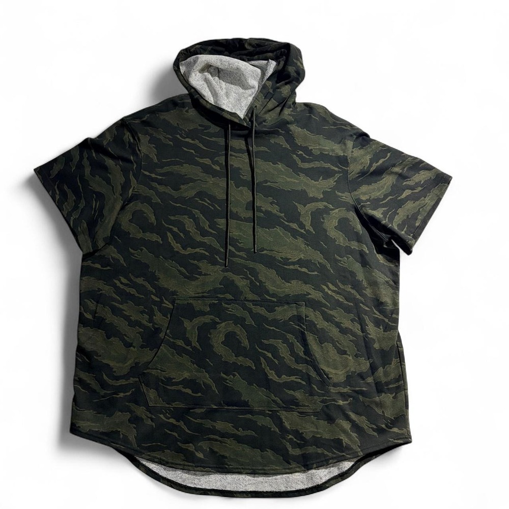 No Boundaries Mens XXL Tonal Tiger Camo Short Sleeve Hoodie Green NB49Y075PB